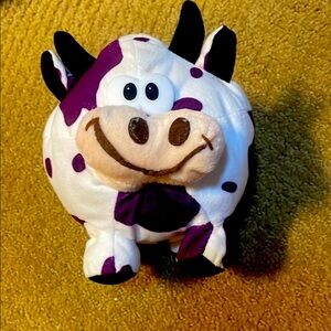 Purple and White Polka Dot Cow Plush